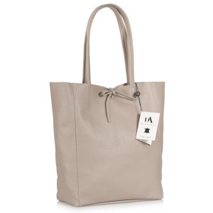 Geanta shopper din piele naturala DiAmanti Luisa Rose Taupe